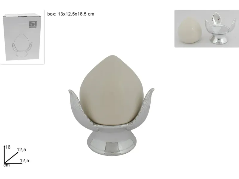 PUMO BIANCO CON BASE SILVER - 16CM
