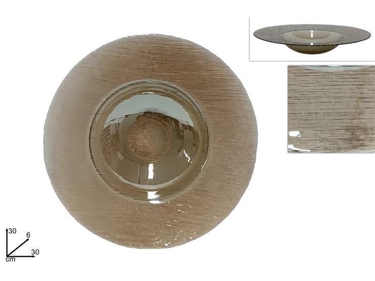 PIATTO FONDO IN VETRO - 30 CM MARRONE