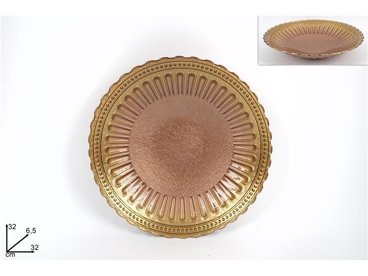 CENTROTAVOLA MARRONE GLITTER ORO - 32 CM