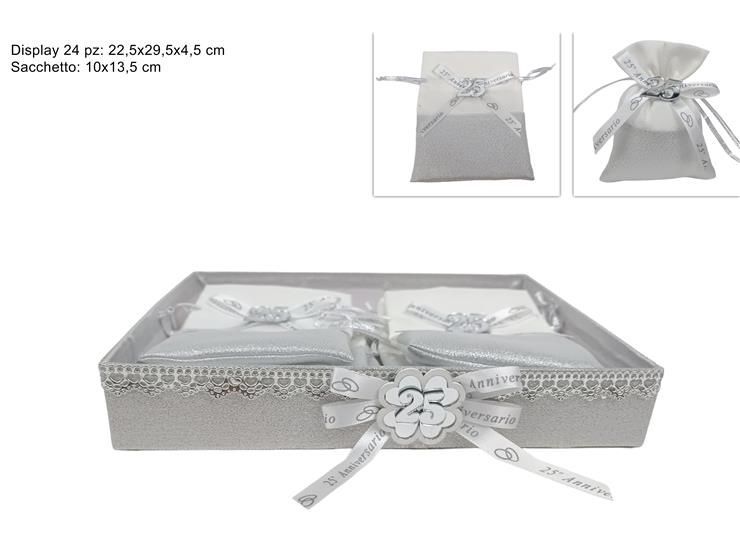 SACCHETTO SILVER E BIANCO - RICORDO 25° ANNIVERSARIO