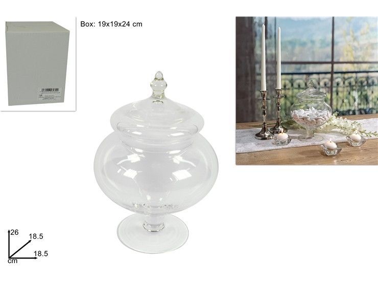POTICHE IN VETRO CON COPERCHIO - 26CM