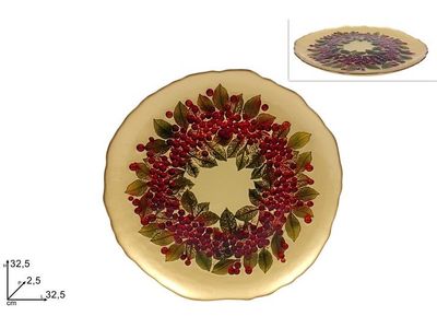 CENTROTAVOLA DECORATIVO IN VETRO CON BACCHE E FOGLIE CENTROTAVOLA DECORATIVO IN VETRO CON BACCHE E FOGLIE