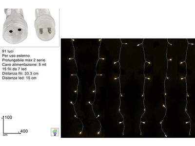 TENDA LUMINOSA FLASH 91 LED - BIANCO CALDO (4X1 MT PROLUNGABILE) TENDA LUMINOSA FLASH 91 LED - BIANCO CALDO (4X1 MT PROLUNGABILE)