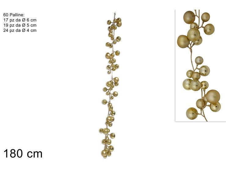 GHIRLANDA DECORATIVA ORO CON PALLINE
