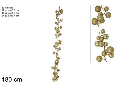 GHIRLANDA DECORATIVA ORO CON PALLINE GHIRLANDA DECORATIVA ORO CON PALLINE