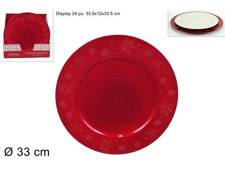 SOTTOPIATTO NEVE ROSSO CON BORDO - 33 CM