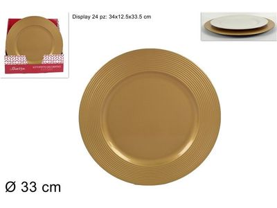 SOTTOPIATTO ORO CON BORDO MULTIRIGHE - 33 CM SOTTOPIATTO ORO CON BORDO MULTIRIGHE - 33 CM