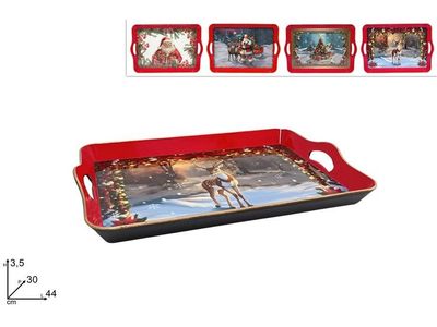 VASSOIO IN PLASTICA CON DECORO NATALIZIO - 44X30 CM VASSOIO IN PLASTICA CON DECORO NATALIZIO - 44X30 CM