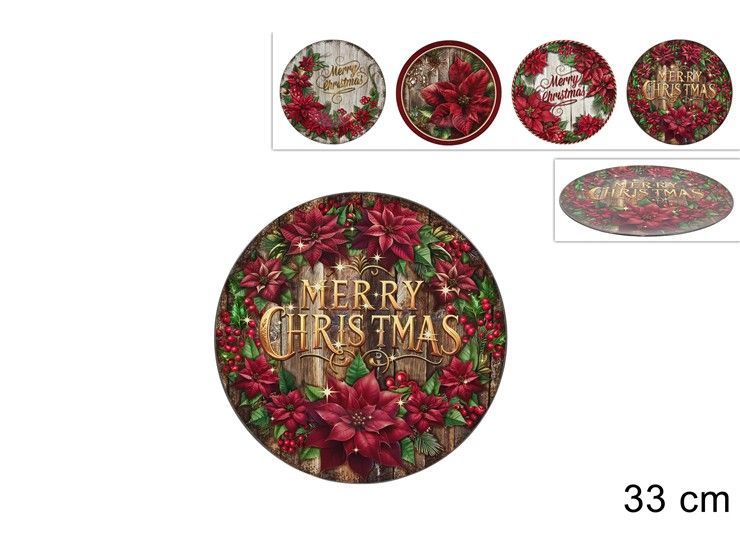 SOTTOPIATTO CON DECORO A STELLA DI NATALE - 33 CM