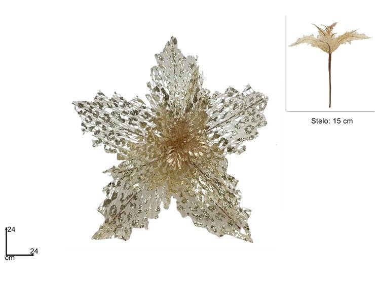 STELO CON FIORE RETINATO ORO - 24 CM