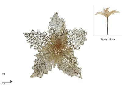 STELO CON FIORE RETINATO ORO - 24 CM STELO CON FIORE RETINATO ORO - 24 CM