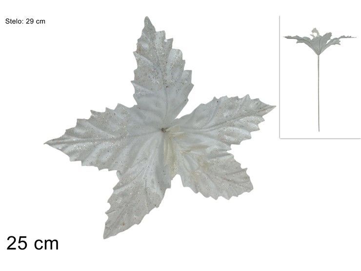 STELO CON POINSETTIA BIANCA - 25 CM