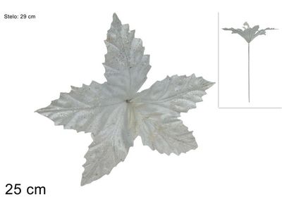 STELO CON POINSETTIA BIANCA - 25 CM STELO CON POINSETTIA BIANCA - 25 CM