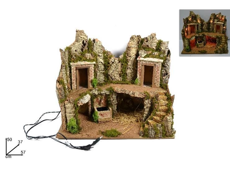 SCENARIO PRESEPE CON FONTANA E LUCI