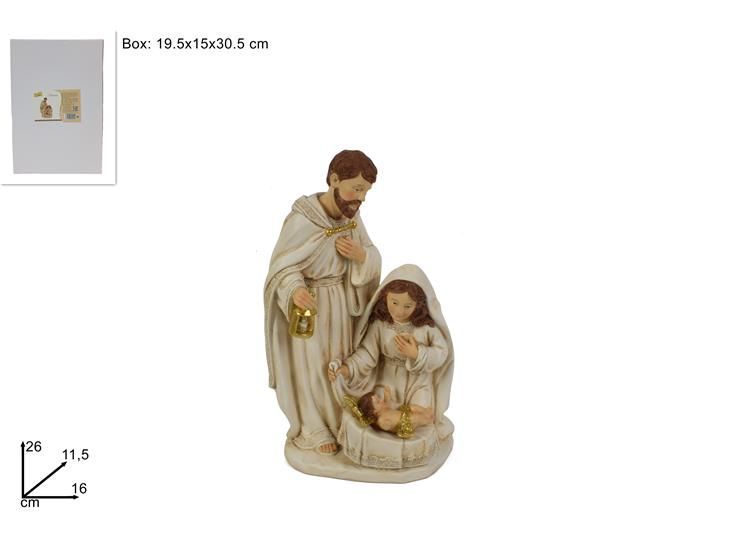 NATIVITÀ CON ABITI CHIARI E GLITTER ORO