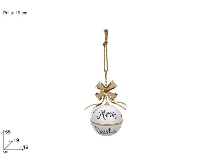 PALLA NATALIZIA IN METALLO BIANCA CON FIOCCO ORO