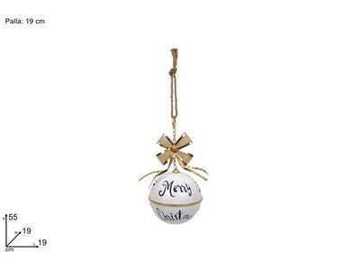 PALLA NATALIZIA IN METALLO BIANCA CON FIOCCO ORO PALLA NATALIZIA IN METALLO BIANCA CON FIOCCO ORO