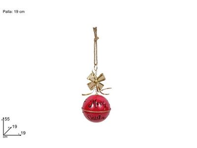 PALLA NATALIZIA IN METALLO ROSSA CON FIOCCO ORO PALLA NATALIZIA IN METALLO ROSSA CON FIOCCO ORO