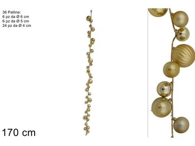 GHIRLANDA CON 36 PALLINE ORO - 170 CM GHIRLANDA CON 36 PALLINE ORO - 170 CM