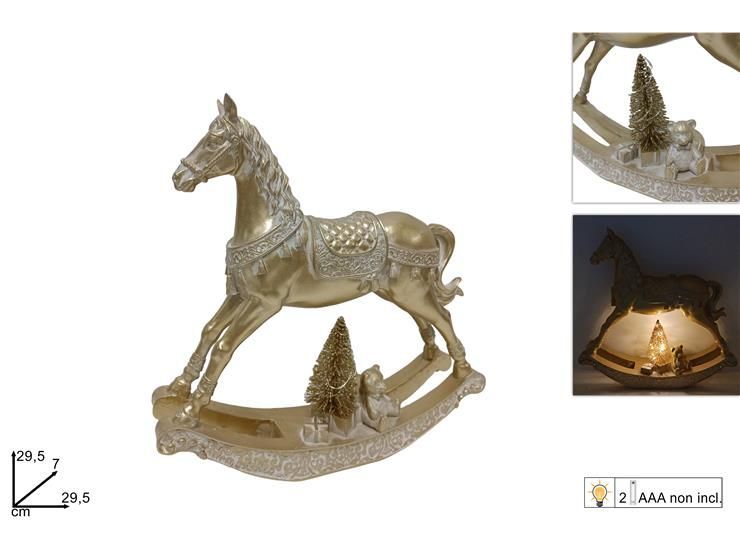 CAVALLO A DONDOLO DECORATIVO CON LUCE