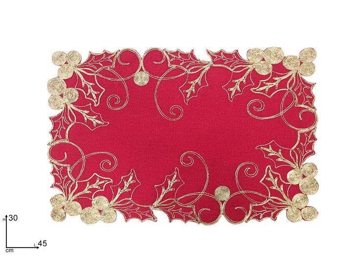 TOVAGLIETTA NATALIZIA ROSSA CON VISCHIO ORO - 30X45 CM