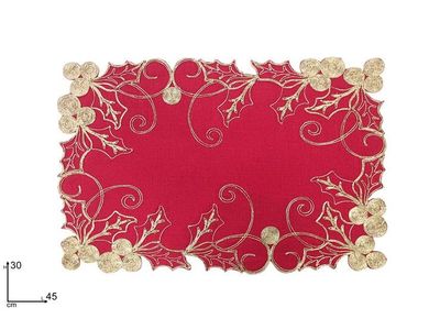 TOVAGLIETTA NATALIZIA ROSSA CON VISCHIO ORO - 30X45 CM TOVAGLIETTA NATALIZIA ROSSA CON VISCHIO ORO - 30X45 CM