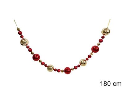 GHIRLANDA CON PALLINE ROSSO/ORO - 180CM GHIRLANDA CON PALLINE ROSSO/ORO - 180CM