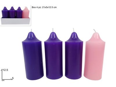 CANDELE AVVENTO SET 4PZ 12.5CM X 5 DM