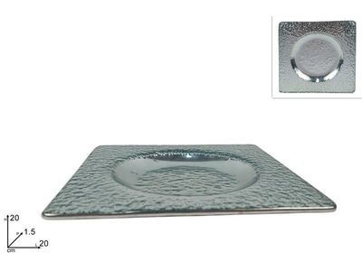 PIATTINO VETRO QUADRATO SILVER 20 CM PIATTINO VETRO QUADRATO SILVER 20 CM