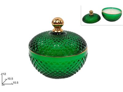 POTICHE IN VETRO CON CANDELA VERDE POTICHE IN VETRO CON CANDELA VERDE