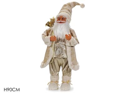 BABBO NATALE H90CM 2ASS BIANCO E DORATO