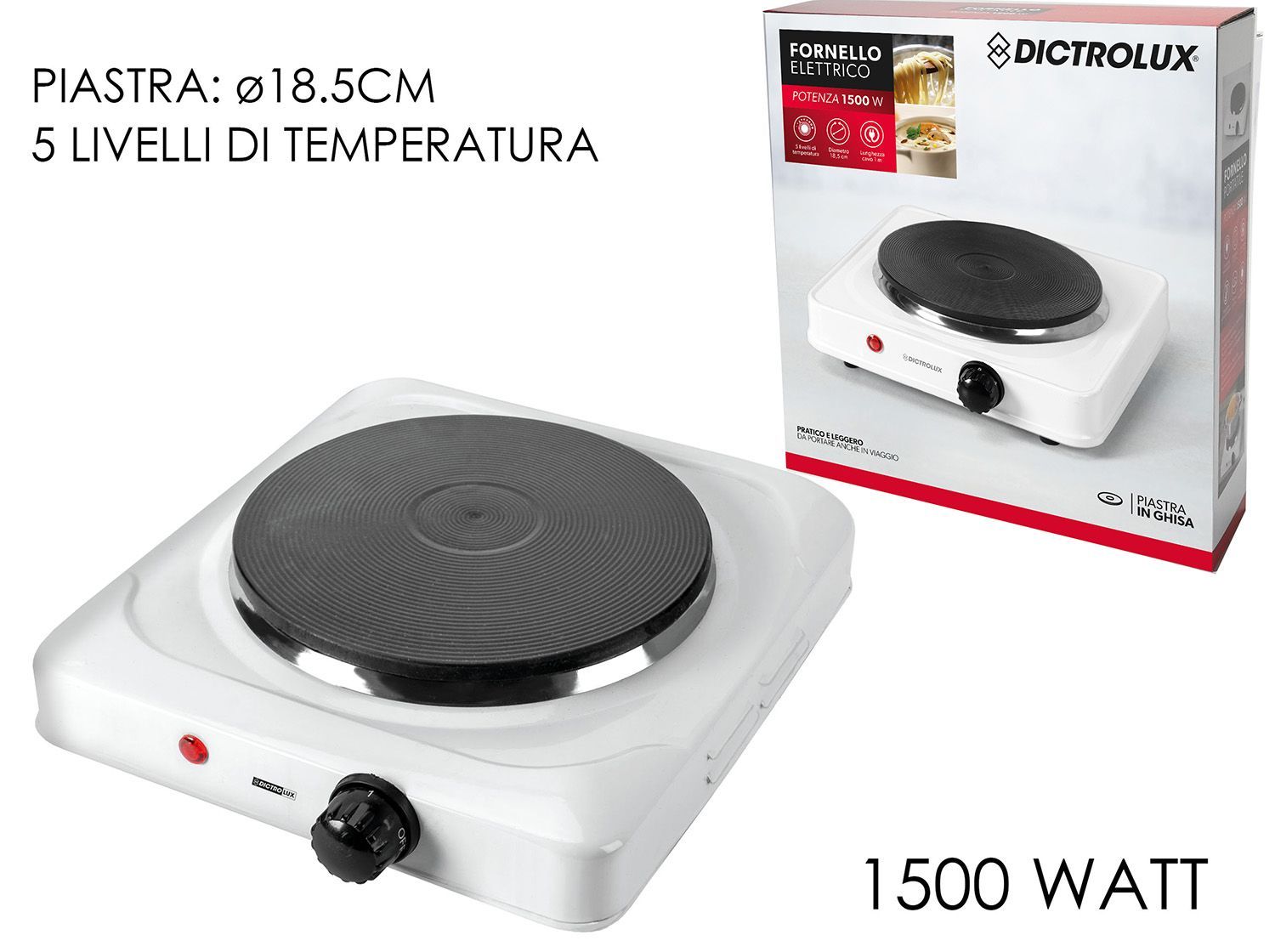 FORNELLO ELETTRICO 1500W CON TERMOSTATO FORNELLO ELETTRICO 1500W CON TERMOSTATO