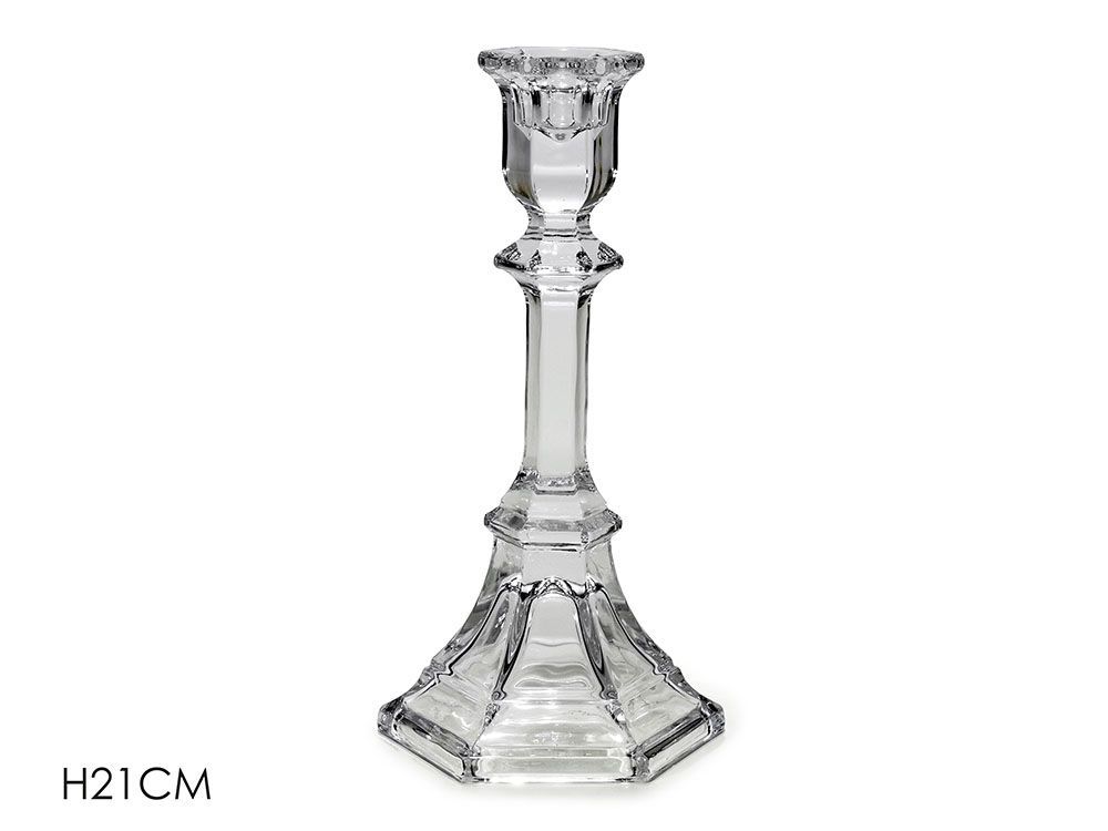 PORTACANDELA VETRO  H21CM TRASPARENTE