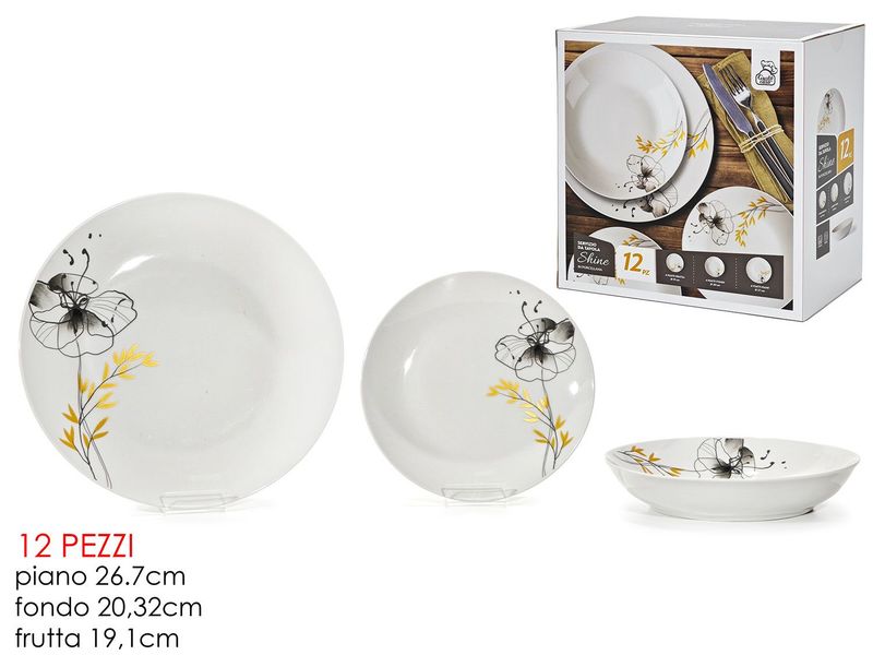 SERVIZIO TAVOLO 12PZ SHINE 4+4+4 PORCELLANA
