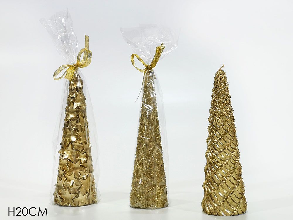 CANDELA ALBERO H20CM ORO 3ASS.