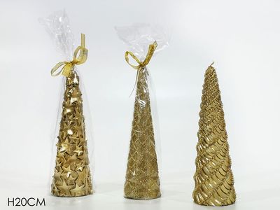 CANDELA ALBERO H20CM ORO 3ASS.