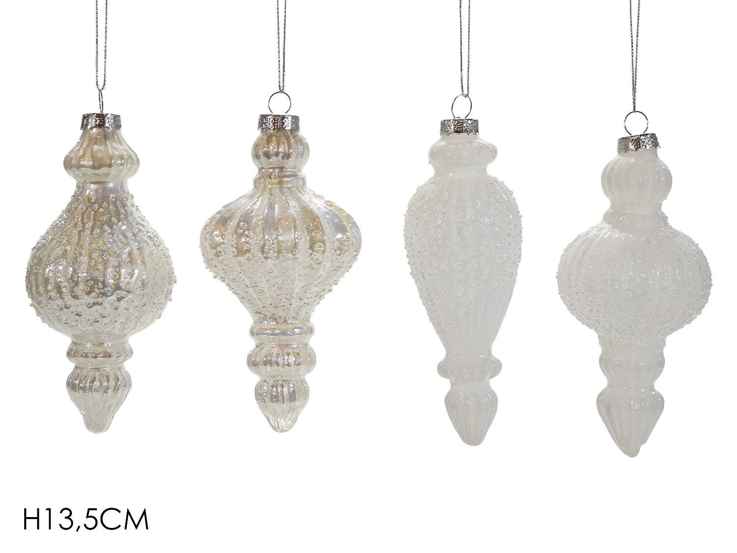 APPENDINO VETRO BIANCO H13.5CM 4ASS