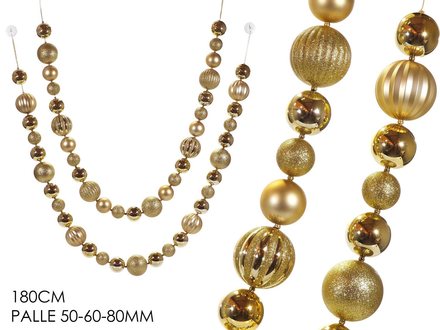 GHIRLANDA CON PALLE H 180 CM ORO 2ASS