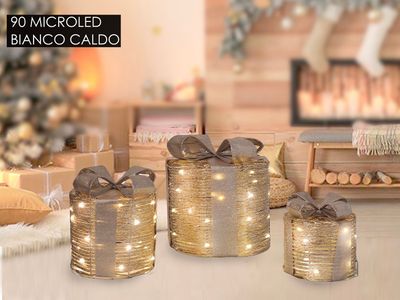 SET 3 PACCHI CON 90 MICROLED BIANCO CALDO