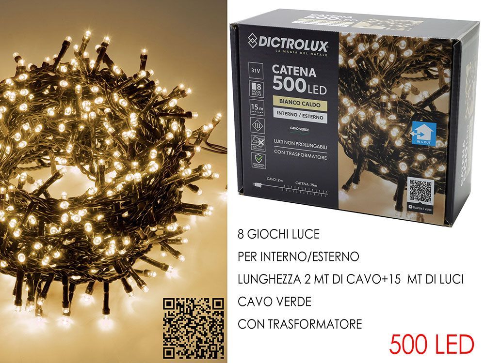 LUCI 500 LED BIANCO CALDO PER ESTERNO PROGRAMMABILI