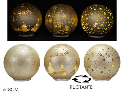 PALLA DIAM.18CM BATTERY OPERATED  LUCI E MOVIMENTO COL. ORO 3ASS