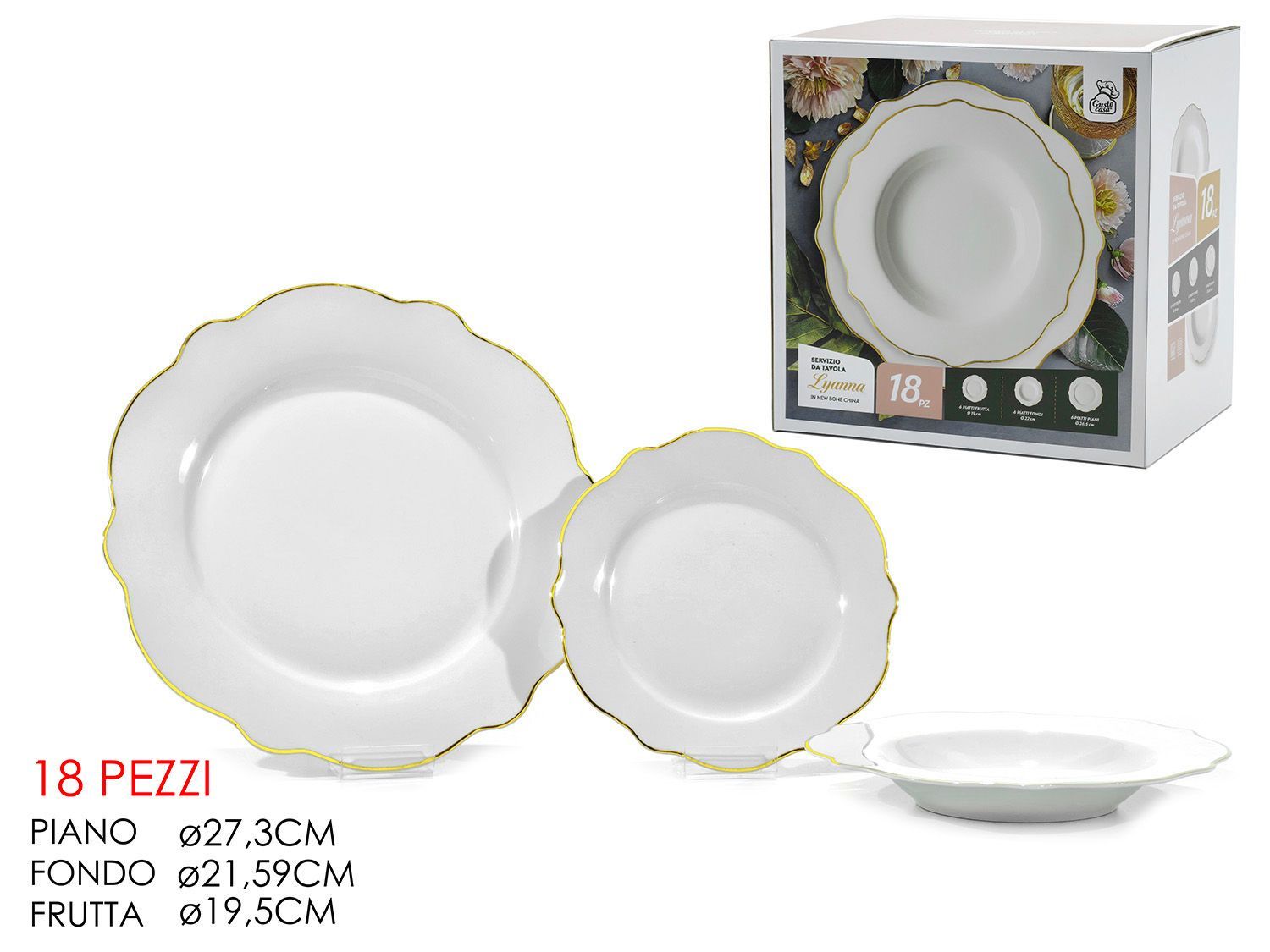 SERVIZIO TAVOLA 18PZ LYANNA PORCELLANA