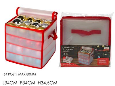 SCATOLA PORTADECORAZIONI E PORTA PALLE NATALE  64 POSTI