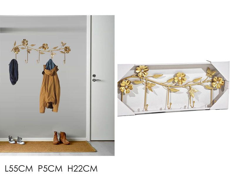 APPENDIABITI FIORI 5P. 55X22XH5CM ORO