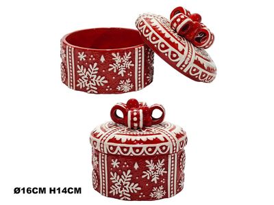 COFANETTO PACCO REG. DM. 16XH14CM ROSSO E BIANCO CERAMICA