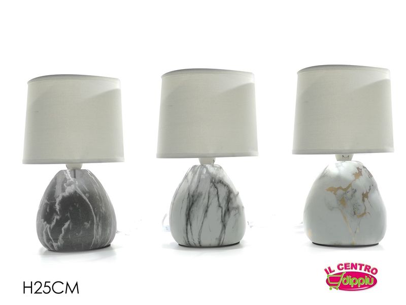 LAMPADA CON BASE EFFETTO MARMO H25.5CM 3ASS