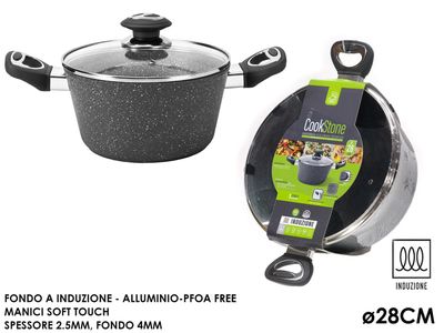 COOKSTONE CASSERUOLA 28CM CON COPERCHIO A INDUZIONE COL. GRIGIO COOKSTONE CASSERUOLA 28CM CON COPERCHIO A INDUZIONE COL. GRIGIO