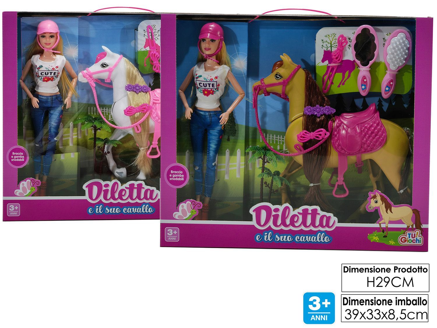 BAMBOLA DILETTA E IL SUO CAVALLO 2ASS