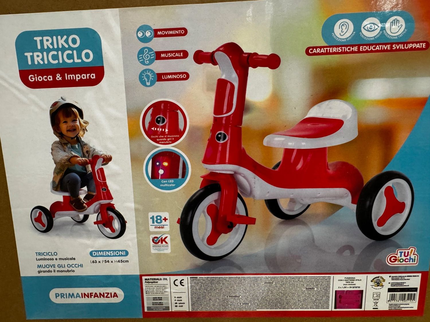 TRICICLO CAVALCABILE B/O MUS ROSSO