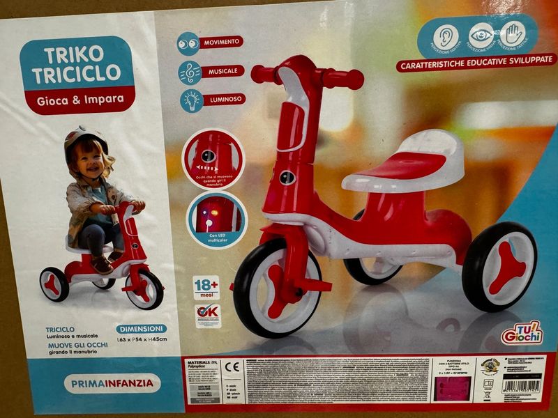 TRICICLO CAVALCABILE B/O MUS ROSSO